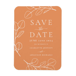 Einfache Aprikosen-Hochzeit mit Blättern Magnet