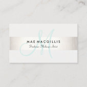 Einfache Aqua Monogram Moderne IMITATE Silver Stri Visitenkarte (Vorderseite)
