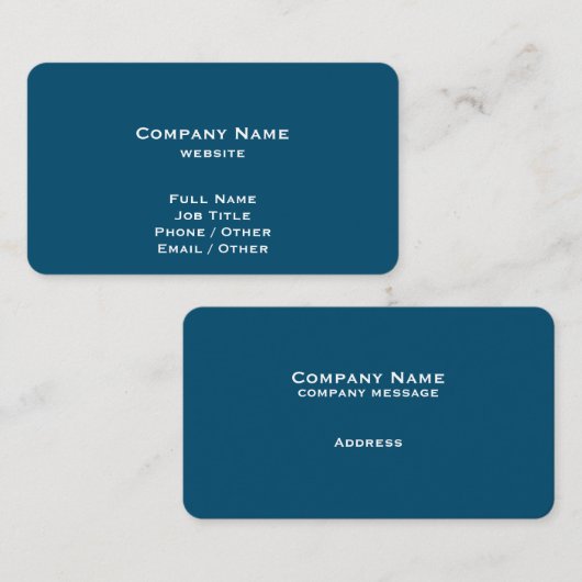 Einfache Aquamarin Blue Business Card Visitenkarte (Vorne/Hinten)