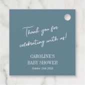 Einfache Aquamarin Blue Minimalistisch Custom Baby Geschenkanhänger (Rückseite)