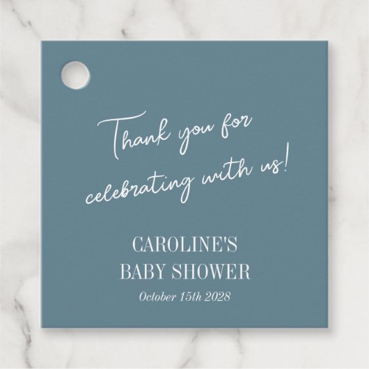 Einfache Aquamarin Blue Minimalistisch Custom Baby Geschenkanhänger (Vorderseite)