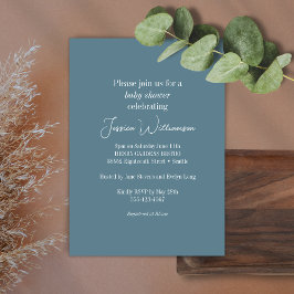 Einfache Aquamarin Blue Minimalistisch Design Baby Einladung