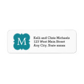 Einfache Aquamarin Blue Monogram Rücksendeadressen (Vorne)