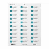 Einfache Aquamarin Blue Monogram Rücksendeadressen (Vorne)