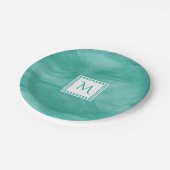 Einfache Aquamarin grüne, subtile Marmorverkleidun Pappteller (Schrägansicht)