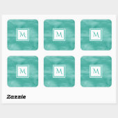 Einfache Aquamarin grüne, subtile Marmorverkleidun Quadratischer Aufkleber (Blatt)