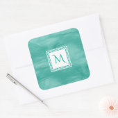 Einfache Aquamarin grüne, subtile Marmorverkleidun Quadratischer Aufkleber (Umschlag)