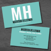 Einfache Aquamarin-moderne Monogramm Visitenkarte