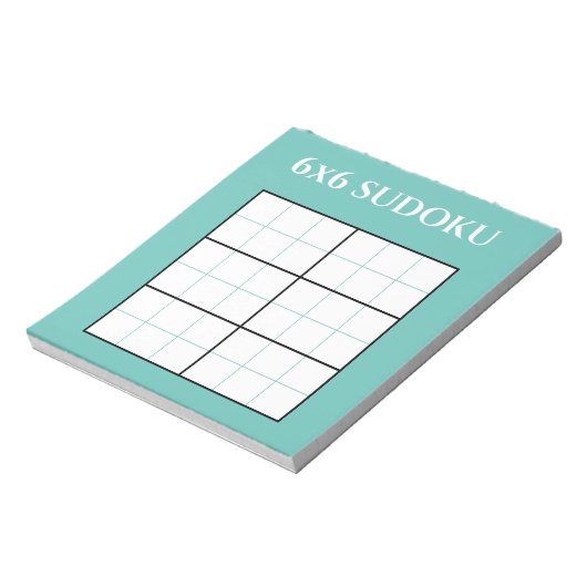 Einfache Aquamarine 6 x 6 Sudoku-Grid-Vorlage Notizblock (Rotiert)