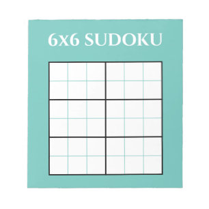 Einfache Aquamarine 6 x 6 Sudoku-Grid-Vorlage Notizblock