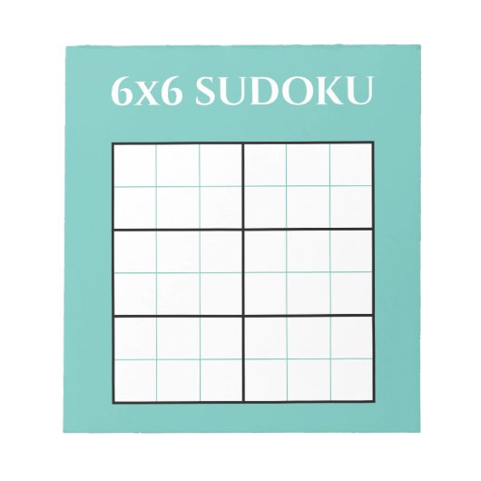 Einfache Aquamarine 6 x 6 Sudoku-Grid-Vorlage Notizblock (Vorderseite)