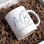 Einfache Aquamarine Blue-Minimalistisch-Two-Monogr Kaffeetasse<br><div class="desc">Einfache Aquamarin Blue Two Monogram Name Tasse,  perfekt für Chefs,  Berater,  Profis oder Geschäftsleute.</div>