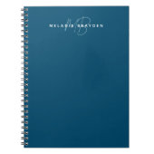 Einfache Aquamarine Blue-Minimalistisch-Two-Monogr Notizblock (Vorderseite)