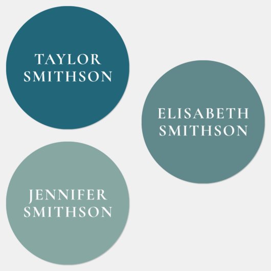 Einfache Aquamarine Blue-Personalisiert-Name-Aufkl Etiketten (Gruppe)