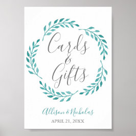 Einfache Aquamarine Botanische Karten Poster