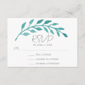 Einfache Aquamarine Botanische Weintraube RSVP Begleitkarte (Vorderseite)