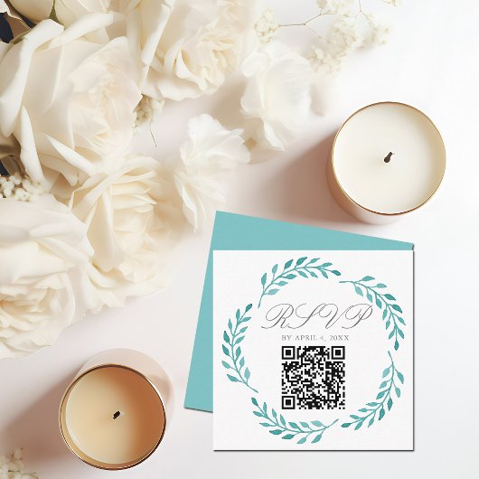 Einfache Aquamarine Botanische Weintraube RSVP Begleitkarte