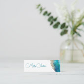Einfache Aquamarine Goldwasserfarbe - QR Mini Visitenkarte (Stehend Vorderseite)