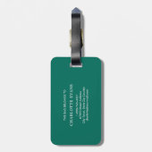 Einfache Aquamarine grüne Gepäckmarke Gepäckanhänger (Rückseite vertikal)