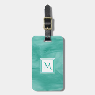 Einfache Aquamarine grüne Marmor Moderne Monogramm Gepäckanhänger
