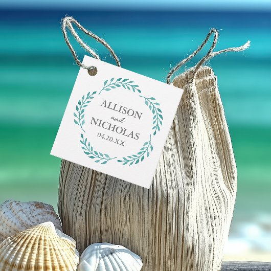 Einfache Aquamarine Hochzeit am botanischen Strand Geschenkanhänger