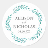 Einfache Aquamarine Hochzeit im Botanischen Garten Runder Aufkleber (Vorderseite)
