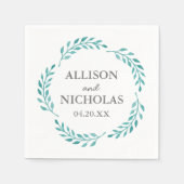 Einfache Aquamarine Hochzeit im Botanischen Weinke Serviette (Vorderseite)