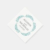 Einfache Aquamarine Hochzeit im Botanischen Weinke Serviette (Ecke)