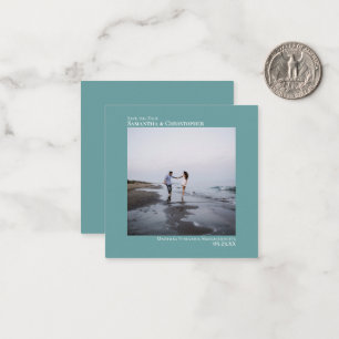 Einfache Aquamarine Hochzeit Speichern Sie das Dat Mitteilungskarte