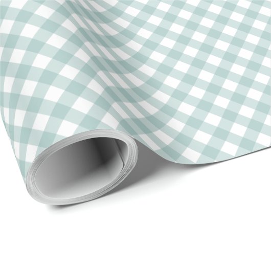 Einfache aquamarine Karo niedlich Gingham kariert Geschenkpapier (Rolleneckpunkt)