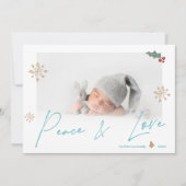 Einfache aquamarine Liebe Foto-Schneeflocke Feiertagskarte (Vorderseite)