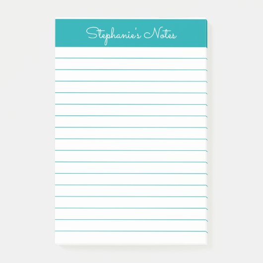 Einfache Aquamarine Linde Personalisiert Post-it Klebezettel (Vorderseite)