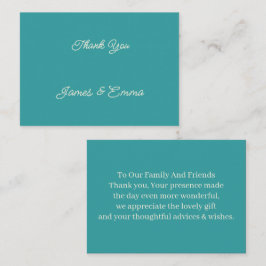 Einfache, Aquamarine, maßgeschneiderte Hochzeit Vi Mitteilungskarte