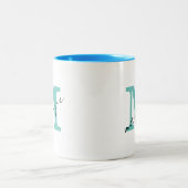 Einfache Aquamarine Minimalistische Logokombinatio Zweifarbige Tasse (Mittel)