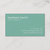 Einfache Aquamarine Moderne Minimalistisch Visitenkarte (Rückseite)