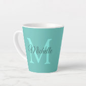 Einfache Aquamarine Monogrammbezeichnung anpassen Milchtasse (Linke Ecke)