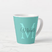 Einfache Aquamarine Monogrammbezeichnung anpassen Milchtasse (Rechte Ecke)