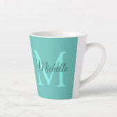 Einfache Aquamarine Monogrammbezeichnung anpassen  Milchtasse (Rechts)