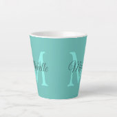 Einfache Aquamarine Monogrammbezeichnung anpassen  Milchtasse (Vorderseite)