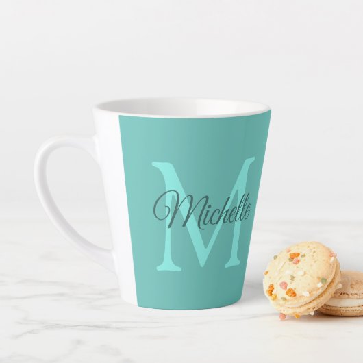 Einfache Aquamarine Monogrammbezeichnung anpassen Milchtasse (Beispiel)