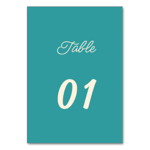 Einfache Aquamarine Personalisierte Hochzeit Tischnummer
