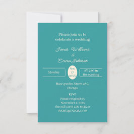 Einfache Aquamarine Personalisierte Hochzeitseinla Save The Date