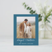 Einfache Aquamarine Save the Date Einladung (Stehend Vorderseite)