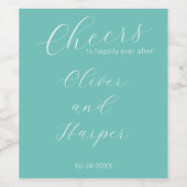 Einfache Aquamarine Skripthochzeit Weinetikett (Einzelnes Label)