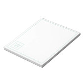 Einfache Aquamarine und weiße Monogramm Notizblock (Rotiert)