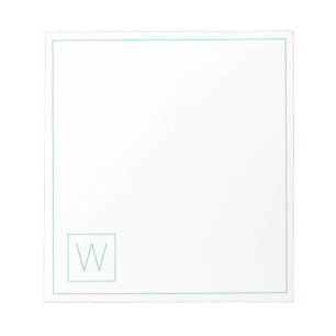 Einfache Aquamarine und weiße Monogramm Notizblock