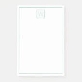 Einfache Aquamarine und weiße Monogramm Post-it Klebezettel (Vorderseite)