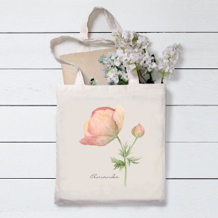 Einfache Aquarell-Anemone mit Namen Tragetasche