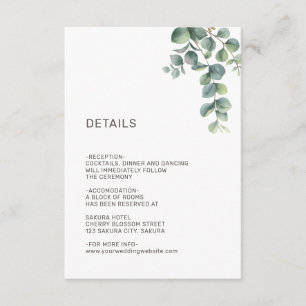 Einfache Aquarell-Blatt-Grün-Hochzeit Begleitkarte