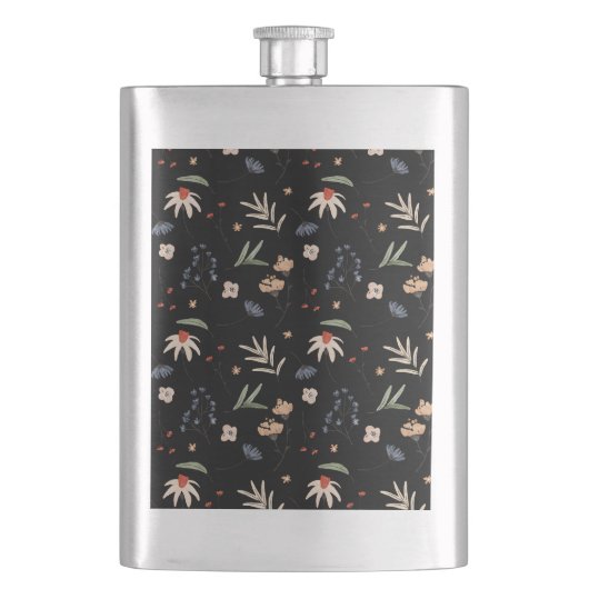 Einfache Aquarell-Blume 1 Flachmann (Vorderseite)